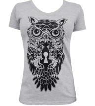 Black Market Art Night Watch Tattoo Owl Keyhole Gray Tee T-shirt Top S-X... - £19.71 GBP