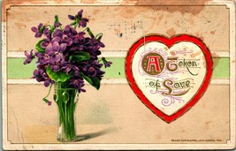 Un Token Di Amore Cuore Fiori John Winsch Valentines Goffrato 1913 Vtg Cartolina - £10.60 GBP