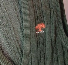 Vintage Sweater Vest Descente Men&#39;s Green Knit V-Neck Golf PGA West Embr... - £15.54 GBP