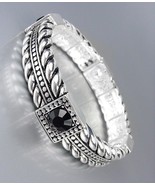 Designer Style Silver Cables Black Crystals Stretch Bracelet - £8.02 GBP