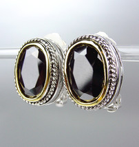 Designer Style Silver Cables Black Onyx CZ Crystal Clip On Earrings - £20.09 GBP