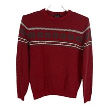 Jos A Bank Mens Sweater Size Medium M Red Gray Snowflakes Long Sleeve Soft  - $18.54
