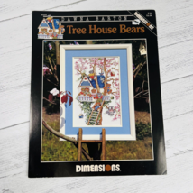 Vtg Dimensions Tree House Bears Counted Cross Stitch Pattern Dawna Barto... - $15.99