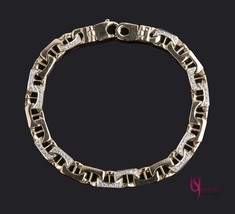 0.80 Ct  Men&#39;s Mariner Anchor Gucci Link Diamond Bracelet  Solid 14K Yel... - $2,078.01