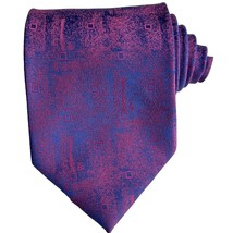 Boss Hugo Boss Mens 100% Silk Tie Iridescent Purple w/ Geometric Squares... - $44.99