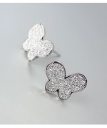 ELEGANT 18kt White Gold Plated Pave CZ Crystals Butterfly Petite Post Ea... - £20.09 GBP