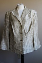 Lafayette 148 16 Beige Brown Pattern Linen Silk Blazer Jacket - £39.58 GBP