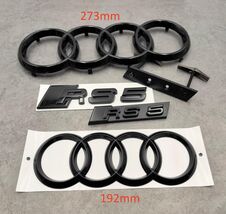 Gloss All Black Audi RS5 Emblem Set  273mm Front Rings, 192mm Rear Rings... - $80.99