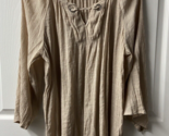 Stem and Vine Gauze Pull On Top Womens Size M Tan V Neck 3/4 Sleeve - $14.73