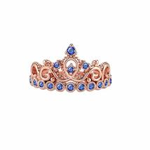 SwaraEcom 14K Rose Gold Plated Round Brilliant Shape Cubic Zirconia Crown Promis - £56.93 GBP