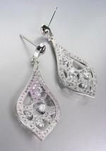LUXURIOUS 18kt White Gold Plated CZ Crystals Chandelier Dangle Earrings - $29.99