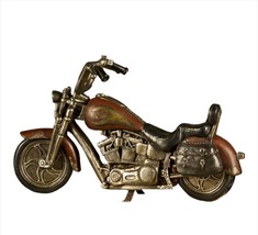 Motorcycle Figurine 14" Long Resin Brown Gray Retro Look Mancave Garage Decor