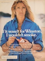 1975 Print Ad Winston Cigarettes Pretty Lady in Denim Shirt &amp; Blue Jeans - £14.57 GBP