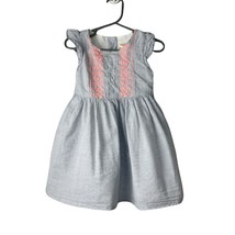 Gymboree 2T Striped Girls Dress Blue w/ Coral Embroidery - £7.04 GBP