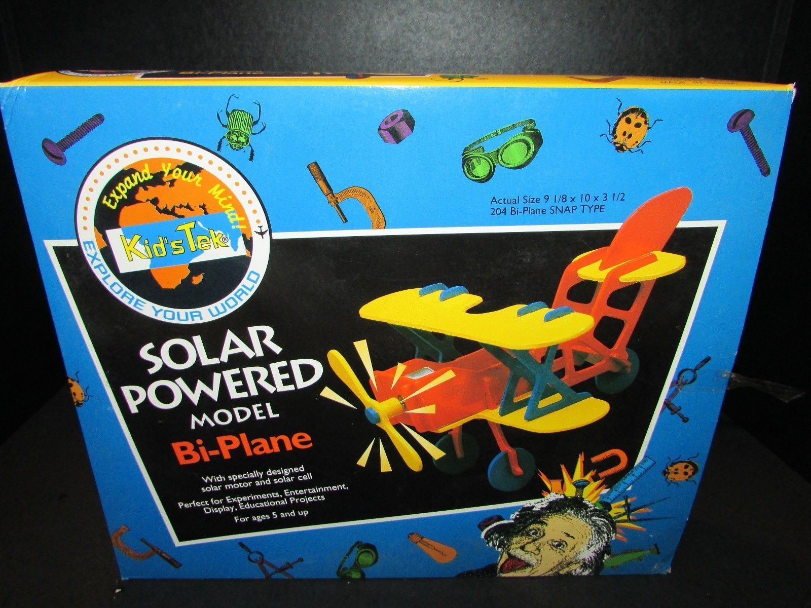 KID&#39;S TEK SOLAR POWERED MODEL BI-PLANE MOTOR AND SOLAR CELL BUILDING KIT - $4.55