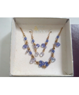 Madison  Max jewelry set earrings and necklace blue light weight new old... - £15.53 GBP