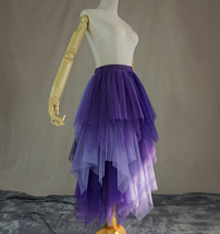 Purple Layered Long Tulle Skirt Outfit Women Custom Plus Size Tiered Tulle Skirt image 4
