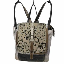 Clea Ray Upcycled THE RIDER Backpack Boho Repurposed Canvas Cowhide Trim... - $35.00