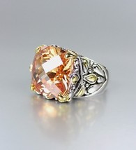 *NEW* Designer Inspired Brown Topaz CZ Crystal Silver Gold Balinese Ring - £27.93 GBP