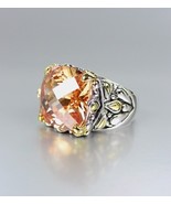 *NEW* Designer Inspired Brown Topaz CZ Crystal Silver Gold Balinese Ring - £27.96 GBP