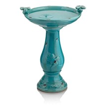 Outdoor Turquoise Blue Ceramic Birdbath - $3,669.24 MXN