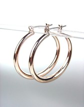 NEW Rose Copper Metal 1&quot; Diameter Round Hoop Earrings - £7.90 GBP