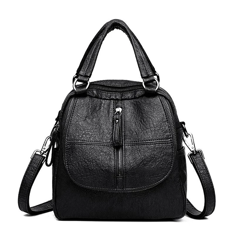 Fashion Small Backpack Women PU Leather Retro  Bag Multi-pockets Ladies ... - £85.54 GBP