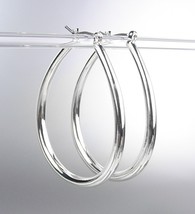 NEW Silver Plated Metal Tear Drop 1 1/4&quot; Long Hoop Earrings - £7.97 GBP