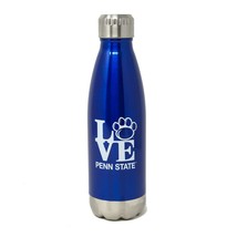Penn State LOVE Nittany Lion Blue Metal Water Bottle 16 oz Souvenir Tail... - £17.74 GBP