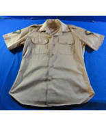 1975 US ARMY TAN 445 SHORT SLEEVE DURABLE PRESS SERVICE DRESS SHIRT 38X29 - £20.40 GBP