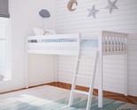 Low Loft Bed, Twin Bed Frame For Kids, White - £420.98 GBP