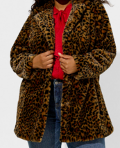 Torrid Plus Size 5X-28 Leopard Print Glamorous Faux Fur Snap Front Coat, Pockets - £98.28 GBP