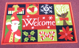 Santa &amp; Reindeer &quot;Welcome&quot; Accent Rug Doormat Christmas Decoration - £12.73 GBP