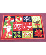SANTA &amp; REINDEER &quot;WELCOME&quot; ACCENT RUG DOORMAT CHRISTMAS DECORATION - $288.66 MXN