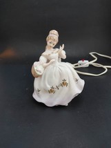 Vtg Lenwile Ardalt Japan Porcelain Girl w/ Basket of Roses Night Light Figurine - £17.18 GBP
