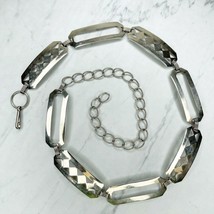 Silver Tone Geometric Bar Concho Metal Chain Link Belt One Size OS - £15.78 GBP