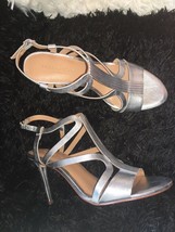 Halston Heritage Bette Stiletto Sandal SILVER METALLIC sz 7.5 - $39.50