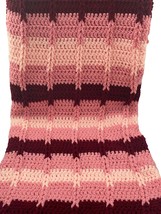 Vintage Pink Retro Afghan Blanket Throw Valentines Day Crochet Cottage 55”x60” - £36.39 GBP