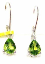 Green Peridot Pear Solitaire Dangle Earrings, Platinum / Silver , 1.40(Tcw), 1"L - $39.99