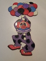 Vintage Plastic Clown w/ Balloons Stained &quot;Glass&quot; Suncatcher Kids Children Room - £27.41 GBP