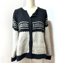 ALPS Cardigan Sweater Wool Blend Women XL Nordic Fair Isle Snap Front - $29.05