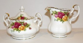 ROYAL ALBERT ENGLAND BONE CHINA OLD COUNTRY ROSES CREAMER &amp; SUGAR WITH LID - £69.63 GBP