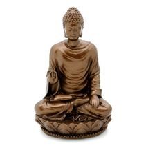 BUDDHA STATUE 3" Small Buddhist Sakyamuni Icon Figurine Bronze Color Res... - $11.95