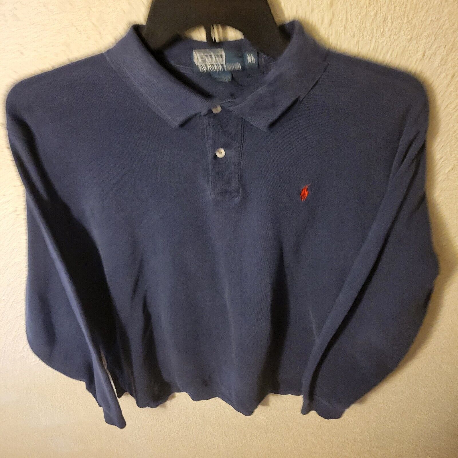 vintage 90s 2000s polo ralph lauren long sleeve rugby shirt Blue Red pony XL - $38.60