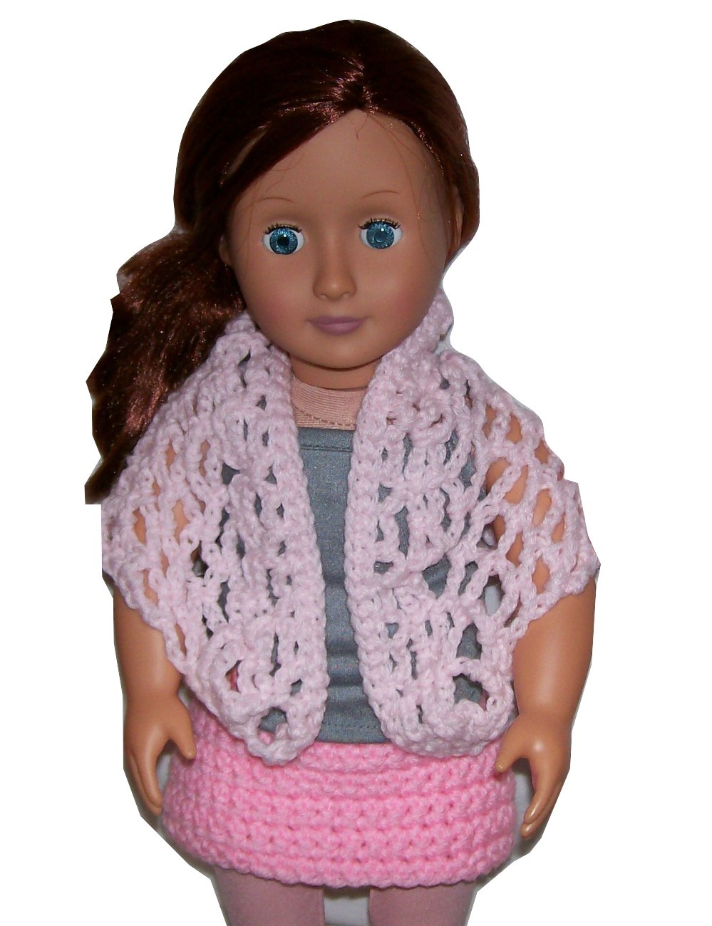 Primary image for Handmade American Girl Pink Shawl, Crochet, 18 Inch Doll