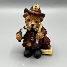 Vintage 90s Boyds Bears? 4&quot; Resin Fire Fighter Figurine Fire Hose &amp; Axe - £11.86 GBP