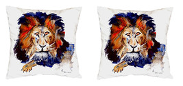 Pair of Betsy Drake Lion No Cord Pillows 18 Inch X 18 Inch - £62.01 GBP
