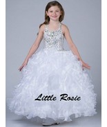 NEW Little Rosie Girls Long National Level Pageant Dress LR2084 White 8 ... - $575.43 CAD