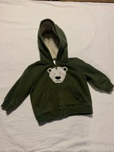 Gymboree Full Zip Jacket, Size 12-18M, Green, Cotton Blend, Hooded - $12.99