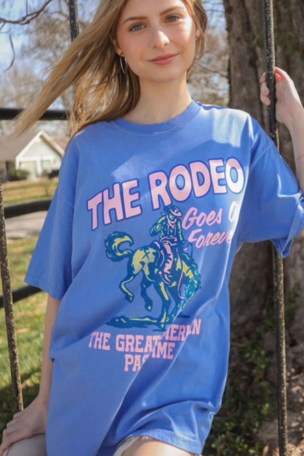 Sky Blue Rodeo Letter Graphic Tee - $16.97